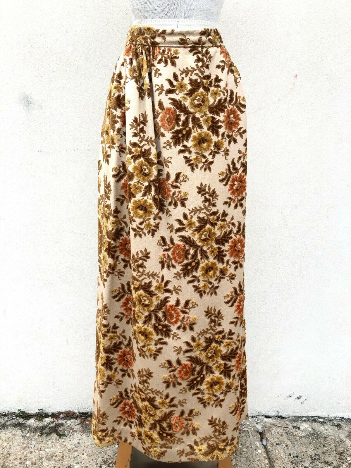 Vintage VTG 1960s 60s Cream Floral Tapestry Woven Maxi Skirt - Fresh Stock Dated February 2026