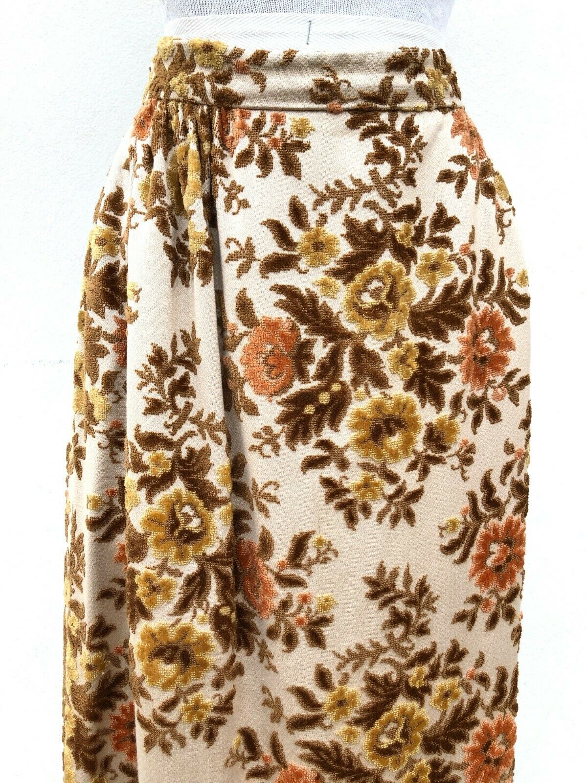 Vintage VTG 1960s 60s Cream Floral Tapestry Woven Maxi Skirt - Fresh Stock Dated February 2026