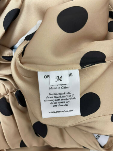 ORSEUND IRIS Romantique ruched polka-dot satin skirt-Size M, Beige - Fresh Stock Dated December 2025