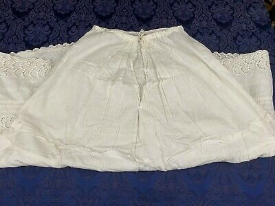 Antique White Cotton Victorian Wedding Skirt Petticoat Slip Eyelet Lace Pintucks - Fresh Stock Dated December 2025