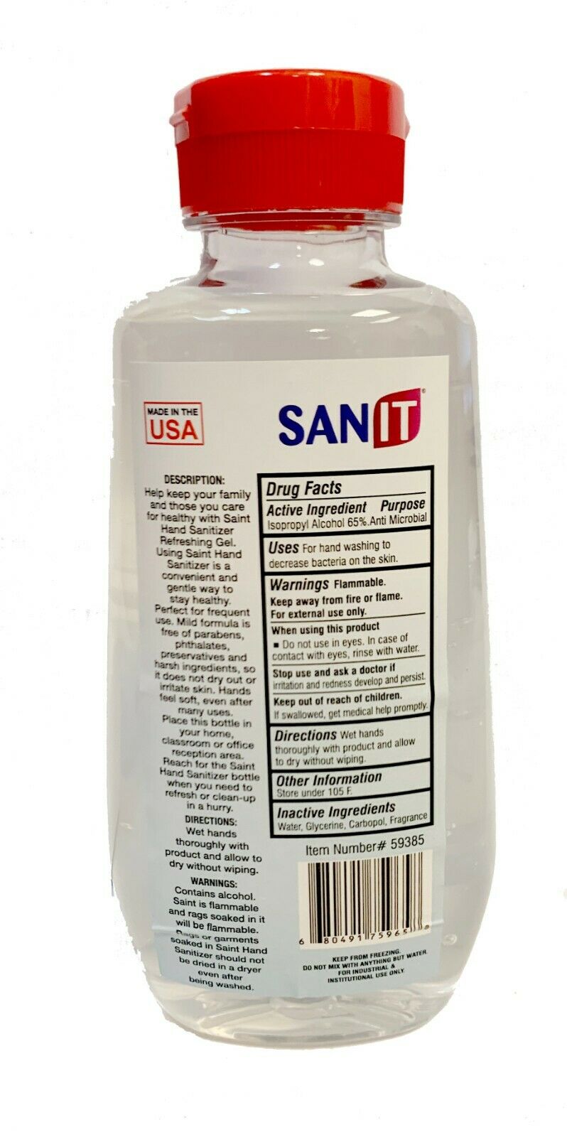 Hand Sanitizer Refreshing Gel SANIT 12 Ounce - 65% Alcohol - Fresh Stock Dated December 2025