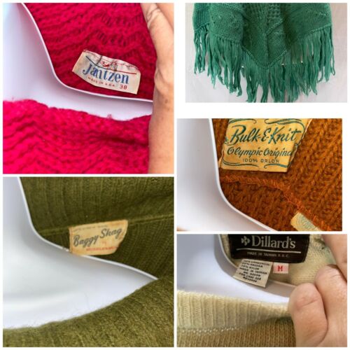 Vintage Lot Of 5 1960s 1970s Mod Hippie Sweater Top Women’s Resale Size S/M Knit - Fresh Stock Dated February 2026