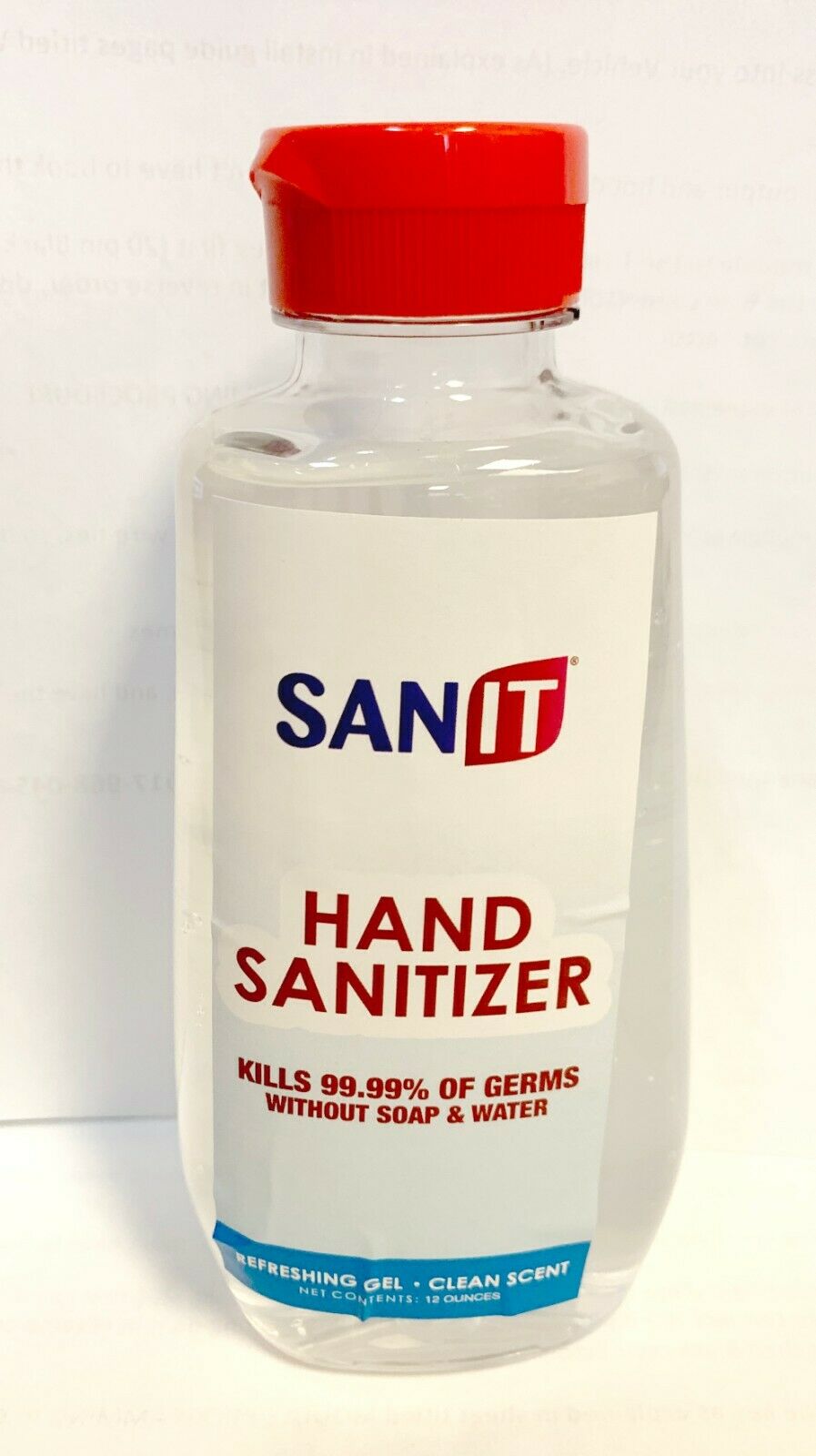 Hand Sanitizer Refreshing Gel SANIT 12 Ounce - 65% Alcohol - Fresh Stock Dated December 2025
