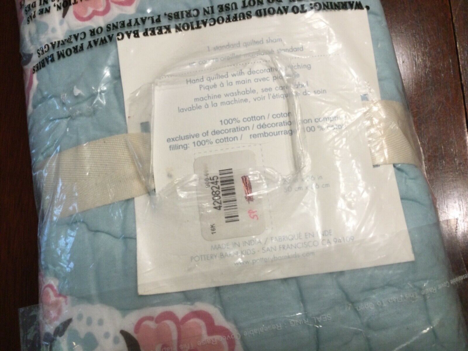 Pottery Barn Kids Brooklyn Quilted Sham Standard  Pink Aqua NWT - Fresh Stock Dated December 2025