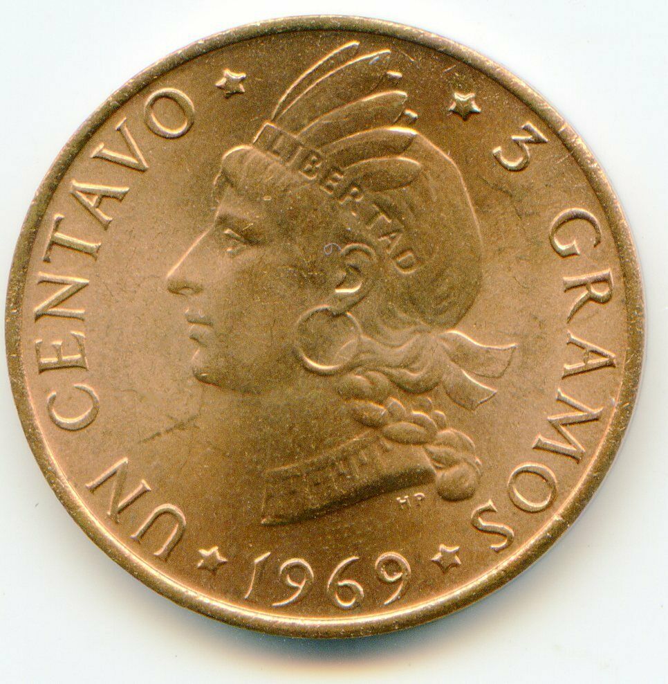 Dominican Republic Centavo 1969 FAO issue super All red HG beauty  lotjun6120 - Fresh Stock Dated December 2025