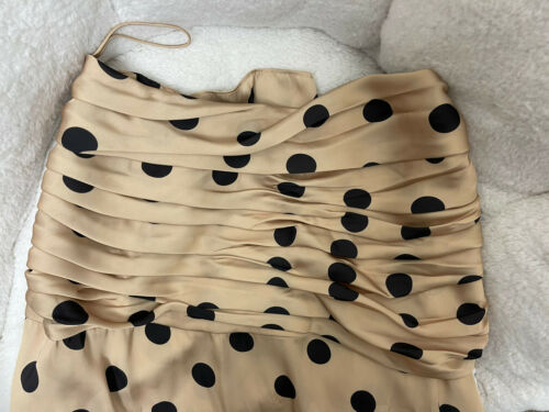 ORSEUND IRIS Romantique ruched polka-dot satin skirt-Size M, Beige - Fresh Stock Dated December 2025