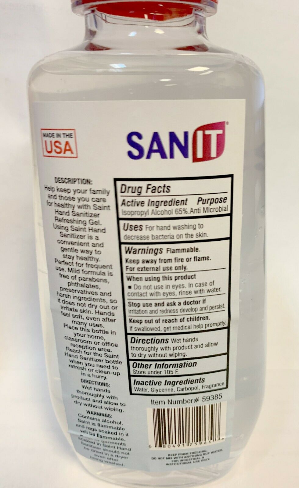 Hand Sanitizer Refreshing Gel SANIT 12 Ounce - 65% Alcohol - Fresh Stock Dated December 2025