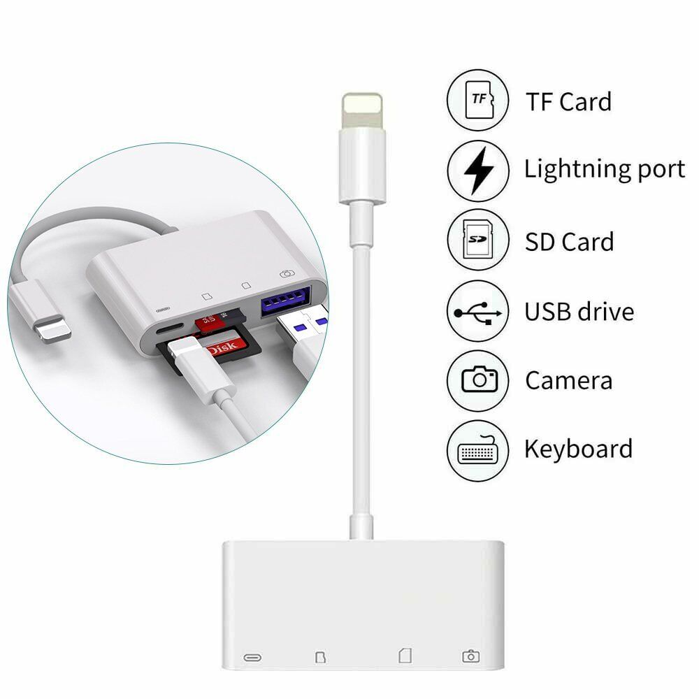 4 in 1 USB Camera Connection Micro SD Card Reader Adapter for iPhone iPad IOS - Fresh Stock Dated December 2025