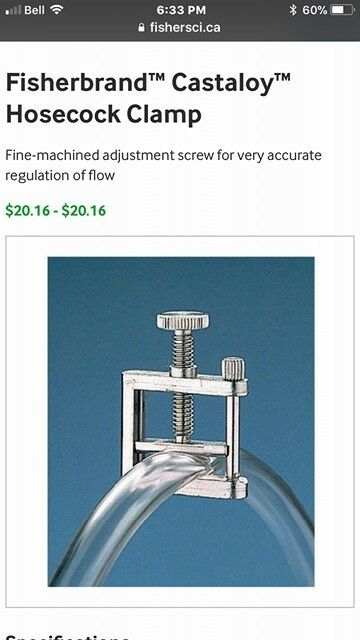 Fisherbrand Castaloy Hosecock Clamp For Accurate Regulation of Flow Tool - 14S - Fresh Stock Dated February 2026