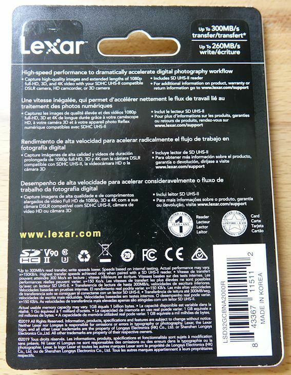 Lexar Professional 2000x 32GB SDHC UHS-II Card With Reader LSD32GCBNA2000R NEW - Fresh Stock Dated February 2026