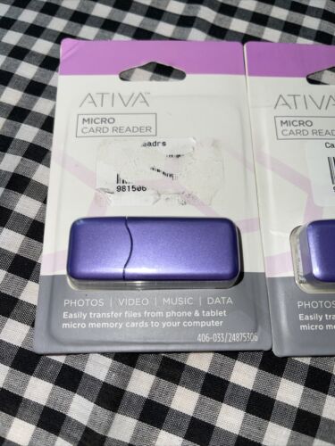 2 ATIVA Micro Card Readers Easily Transfer Photos Video From Phone To Computer - Fresh Stock Dated February 2026