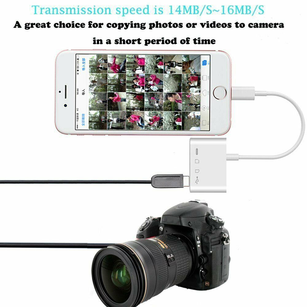 4 in 1 USB Camera Connection Micro SD Card Reader Adapter for iPhone iPad IOS - Fresh Stock Dated December 2025