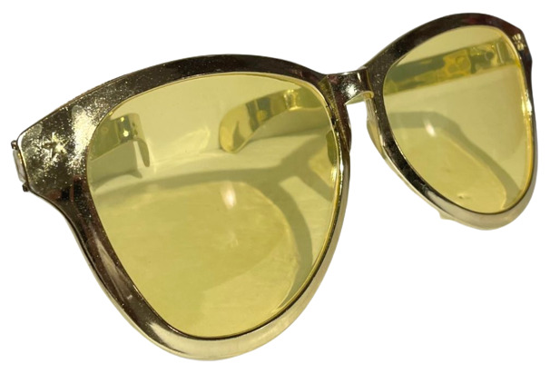 JUMBO GOLD EYE FRAME GLASSES BIG Lenses Clown Elvis Funny Giant Joke Sunglasses - Fresh Stock Dated February 2026