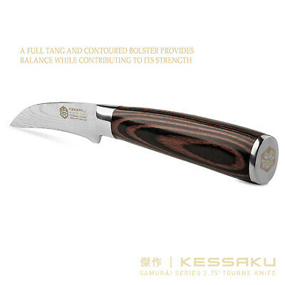 Kessaku 2.75-inch Tourne Paring Knife -Samurai Series High Carbon 7Cr17MoV Steel - Fresh Stock Dated December 2025