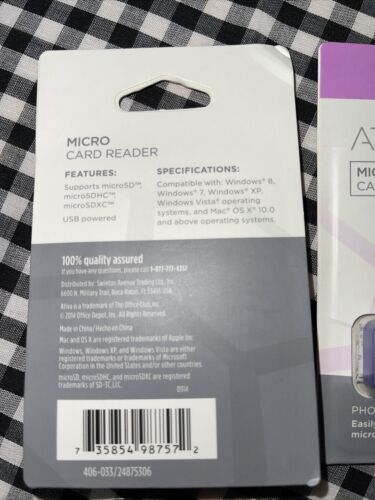 2 ATIVA Micro Card Readers Easily Transfer Photos Video From Phone To Computer - Fresh Stock Dated February 2026