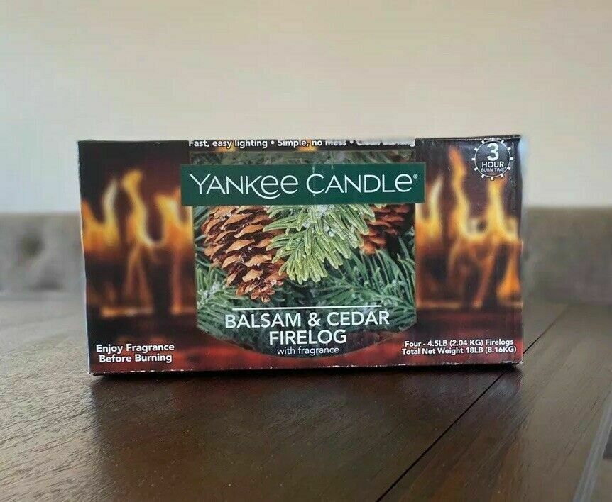 2 X Yankee Candle Balsam & Cedar Firelog Fragrance Fire Log 3 Hour Burn - Fresh Stock Dated December 2025