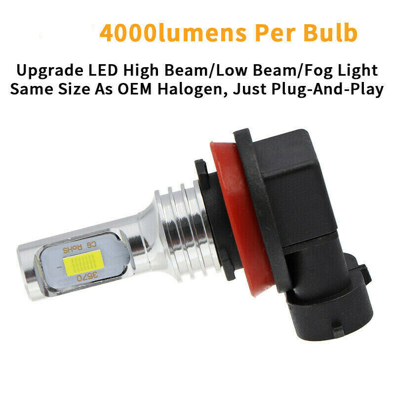 H11 LED Headlight Bulbs 6000K White 2Pcs For Suzuki GSXR600 2006-2007 2011-2018 - Fresh Stock Dated February 2026