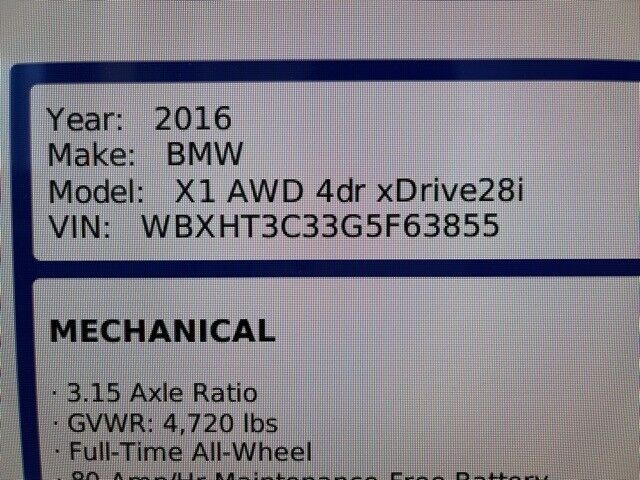 2016 BMW X1 xDrive28i - Fresh Stock Dated December 2025