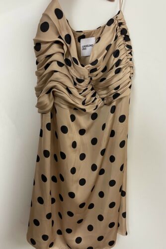 ORSEUND IRIS Romantique ruched polka-dot satin skirt-Size M, Beige - Fresh Stock Dated December 2025