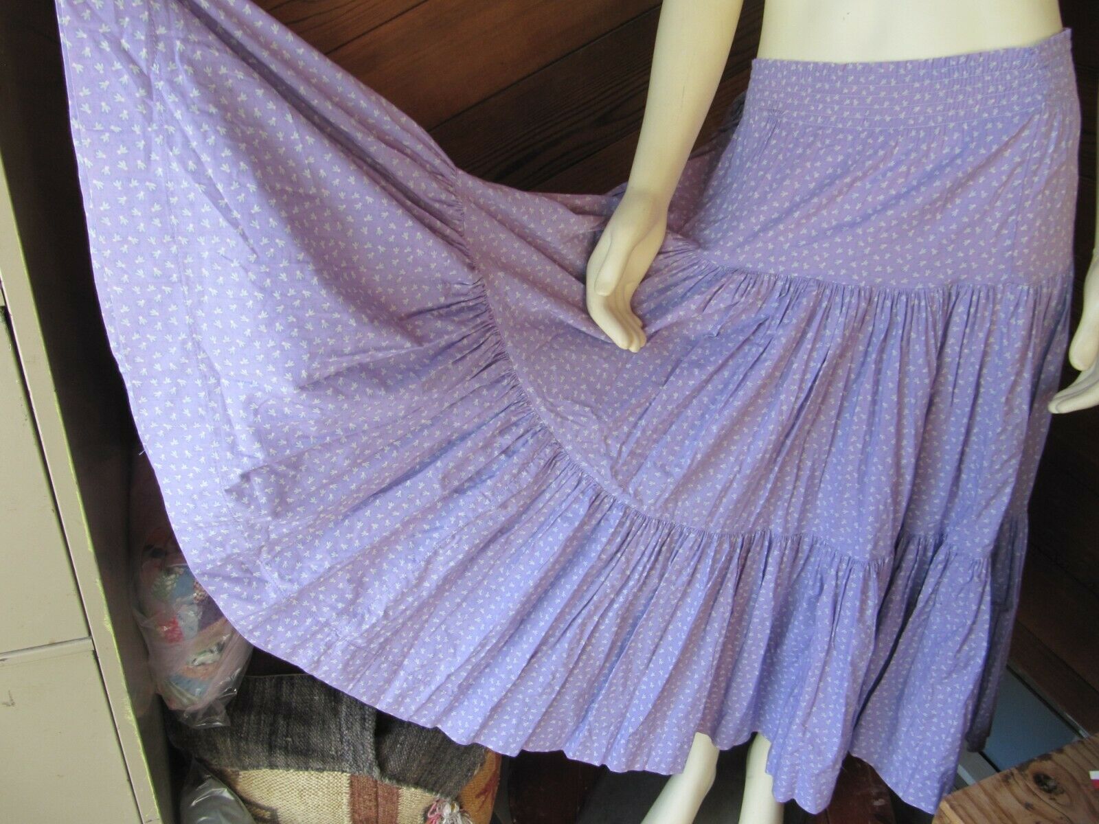 Vtg LAURA ASHLEY '80s Purple Cottage Prairie Skirt Maxi Tiered Floral sz M/L - Fresh Stock Dated February 2026