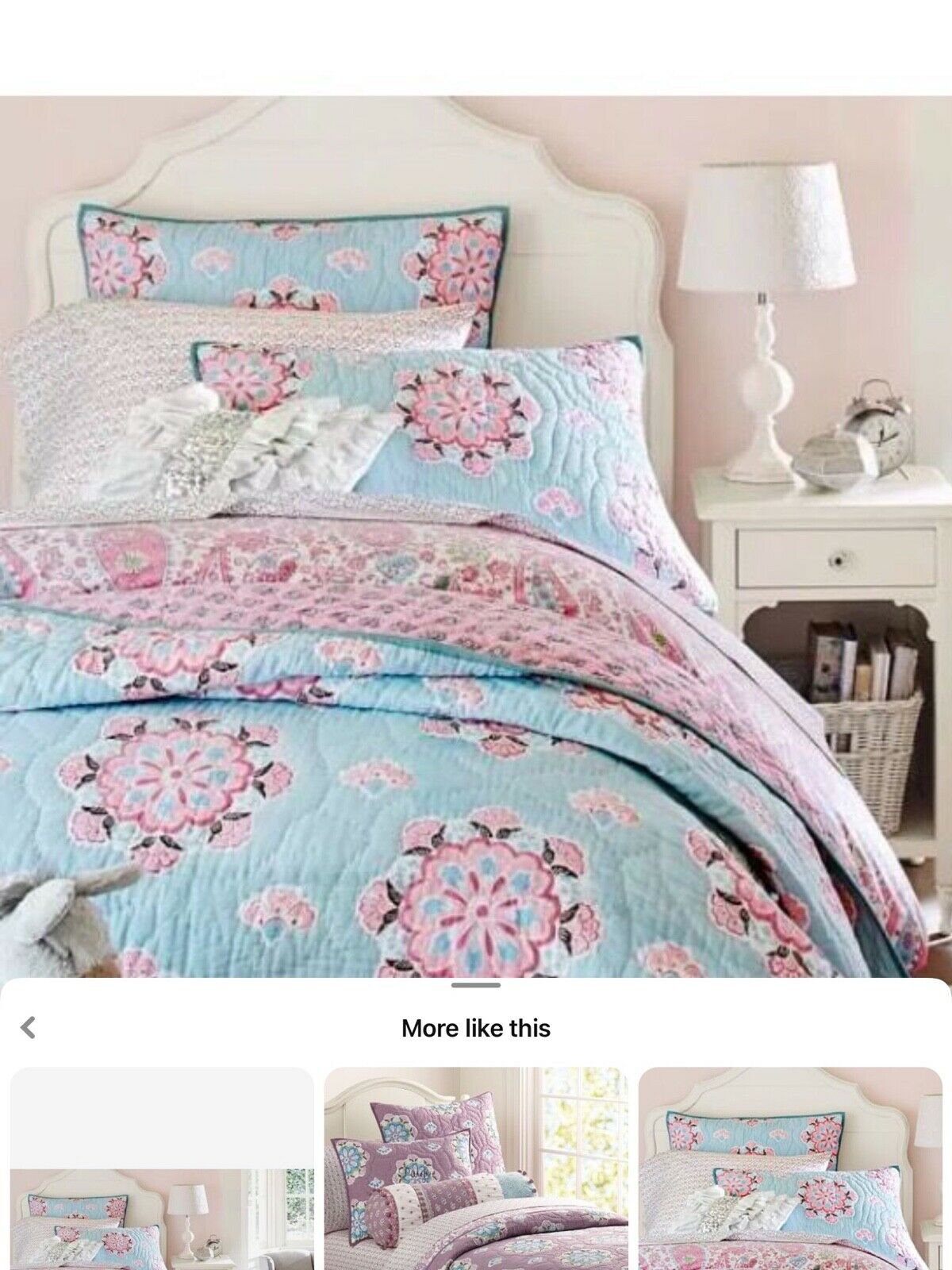 Pottery Barn Kids Brooklyn Quilted Sham Standard  Pink Aqua NWT - Fresh Stock Dated December 2025