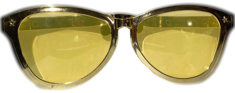 JUMBO GOLD EYE FRAME GLASSES BIG Lenses Clown Elvis Funny Giant Joke Sunglasses - Fresh Stock Dated February 2026