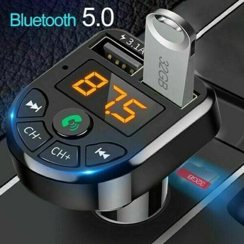 5.0 Bluetooth Dual USB Charger Wireless Cigarette Lighter Car FM Transmitter - Fresh Stock Dated February 2026