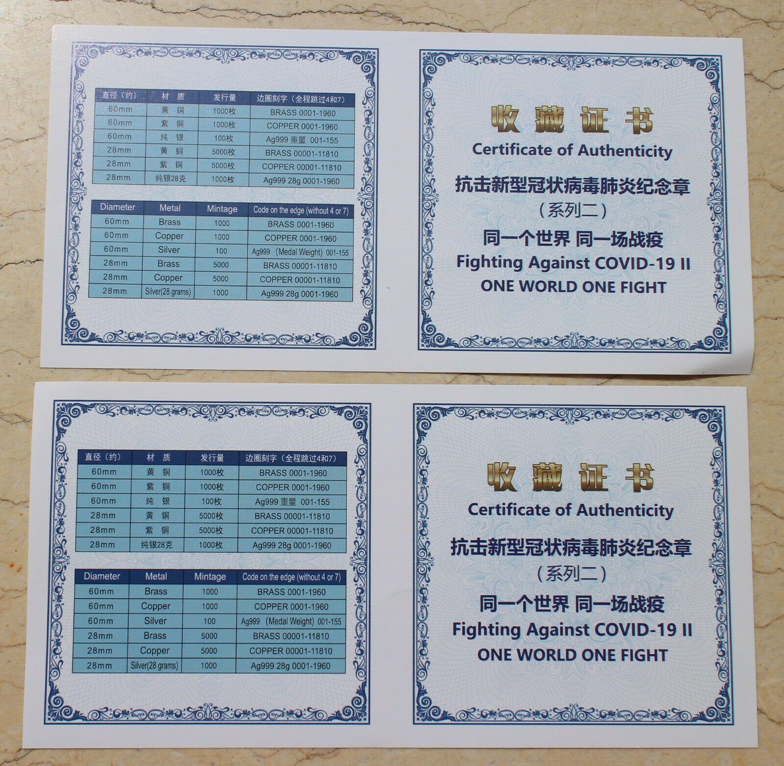 A Pair of NGC MS70 2020 China 60mm Medals - Fight Virus - Fresh Stock Dated February 2026