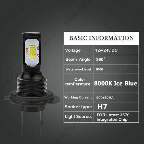 For Kawasaki ZX10r 04 05 2004-2005 - 2X 8000K Headlights LED H7 Bulbs Lights HKL - Fresh Stock Dated March 2026