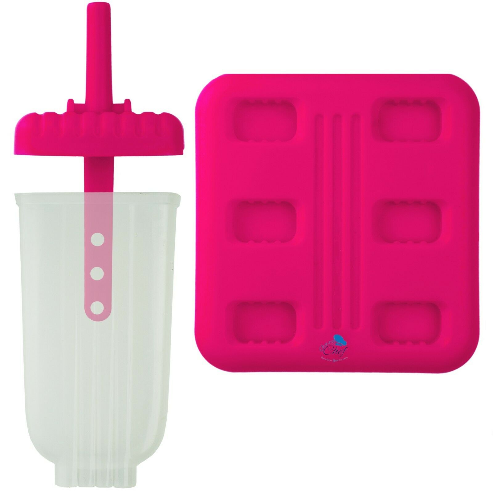Pink Ice Pop Maker Popsicle Mold  With Tray and Drip Guard Set Of 6 - Fresh Stock Dated February 2026