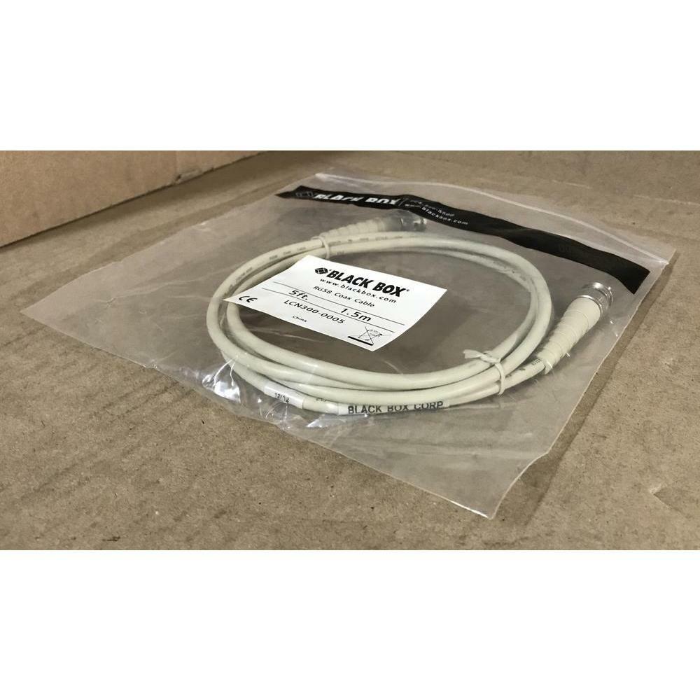 NEW LCN300-0005 5' 10BASE2 GRAY PVC THINNET COAX CABLE/W RG58 CONNECTIONS - Fresh Stock Dated February 2026