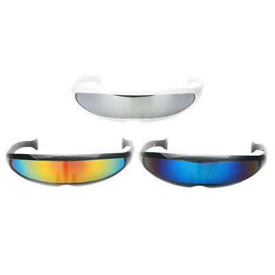 3/pack Futuristic  Mirrored Monoblock Sunglasses Costume Adults Kids - Fresh Stock Dated February 2026