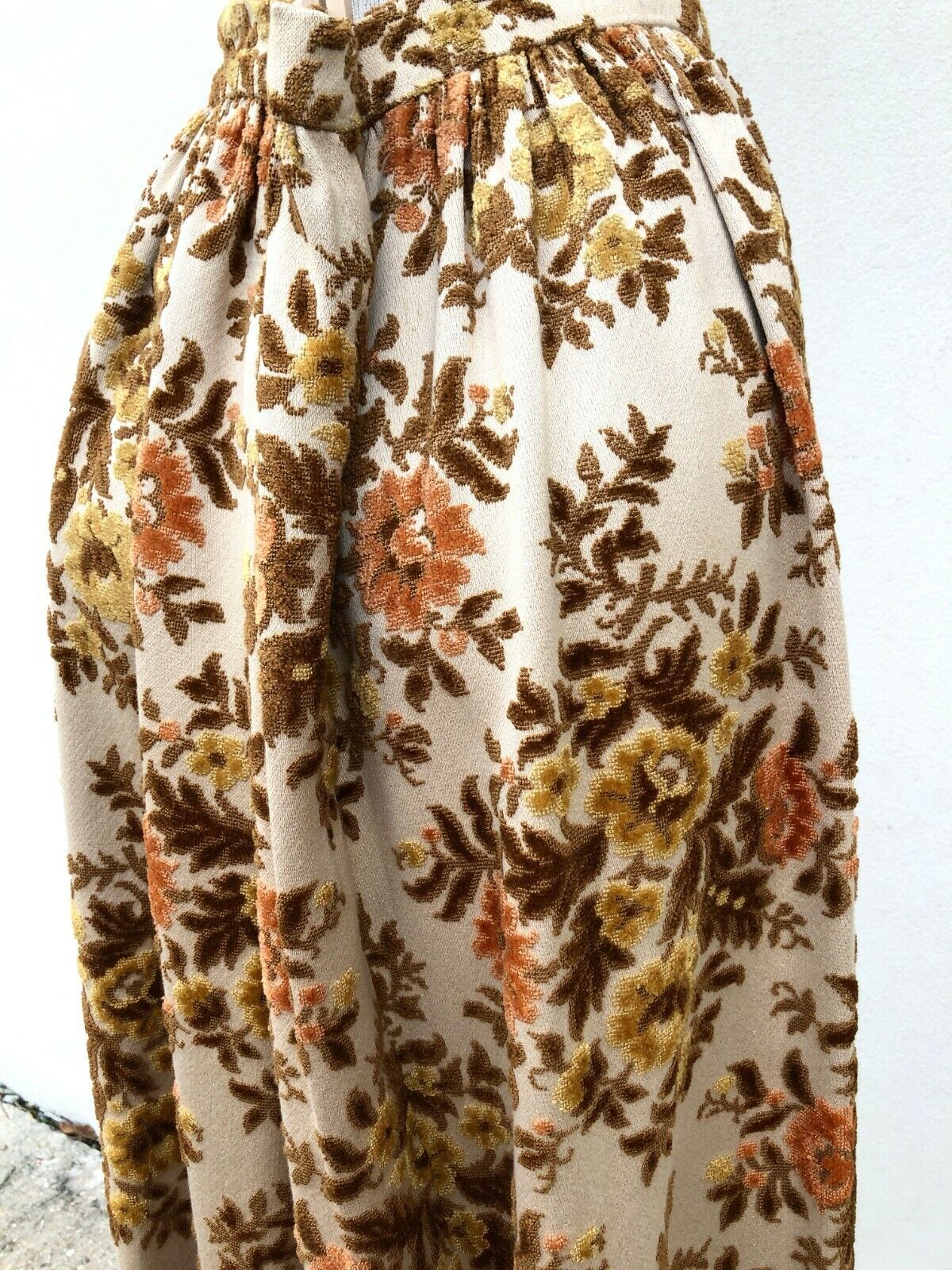 Vintage VTG 1960s 60s Cream Floral Tapestry Woven Maxi Skirt - Fresh Stock Dated February 2026