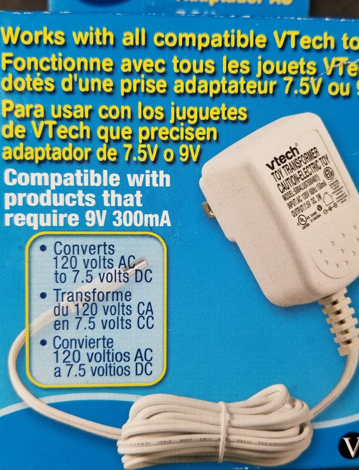 Vtech White AC Adaptor DC 7.5V 3W Converts 120 Volts  Model 80-087700 New - Fresh Stock Dated February 2026