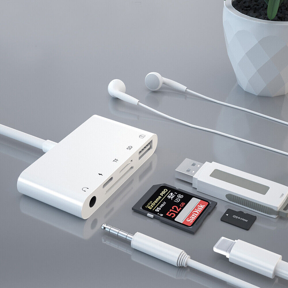5 in 1 iPhone 12 to SD TF Memory Card Reader USB Adapter Cable Camera for iPhone - Fresh Stock Dated February 2026