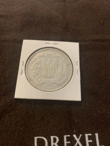 1955 Dominican Republic Silver 1 Peso UNC.  TRUJILLO ANNIVERSARY - Fresh Stock Dated December 2025