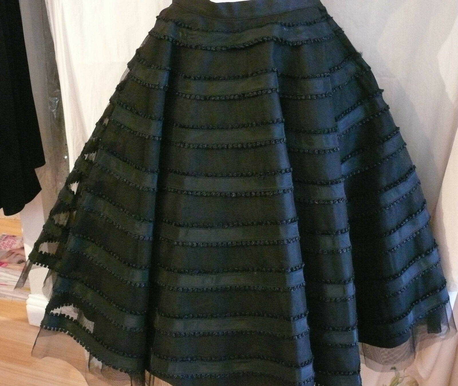 1950`s Black Full Circle  Skirt  Silk Blend Taffeta Tulle  Big Band  Classic - Fresh Stock Dated February 2026