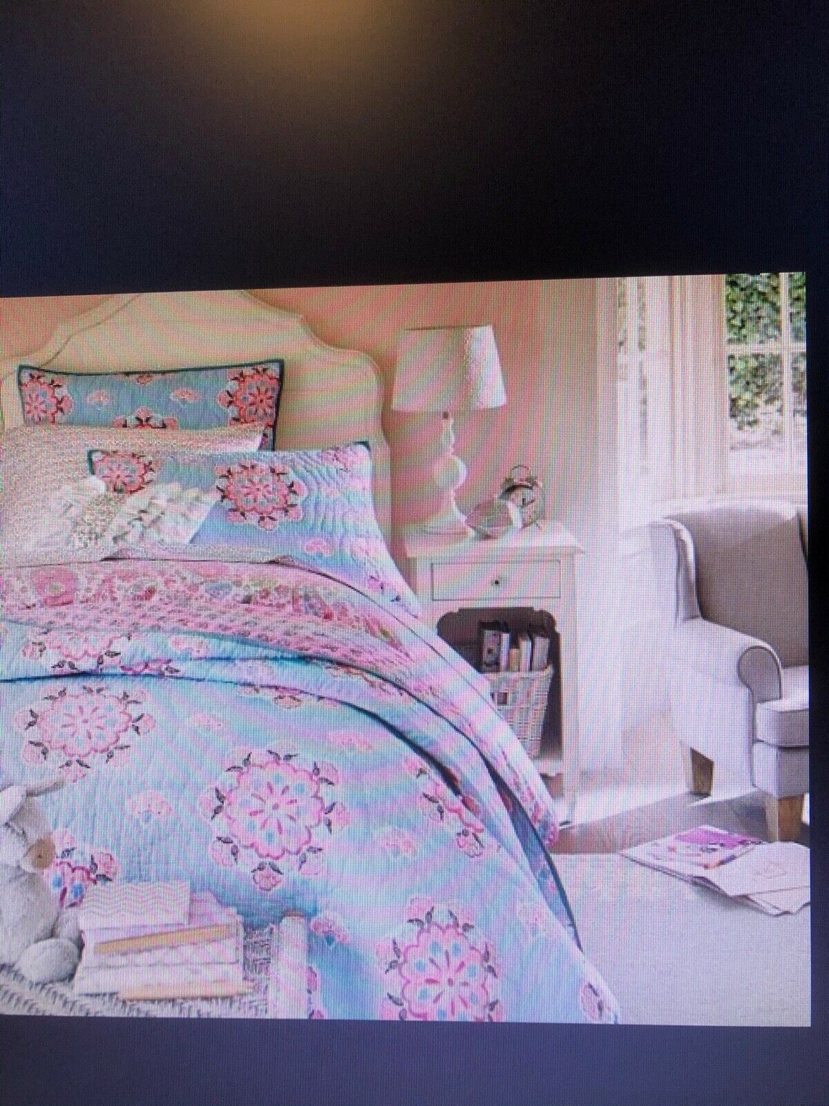 Pottery Barn Kids Brooklyn Quilted Sham Standard  Pink Aqua NWT - Fresh Stock Dated December 2025