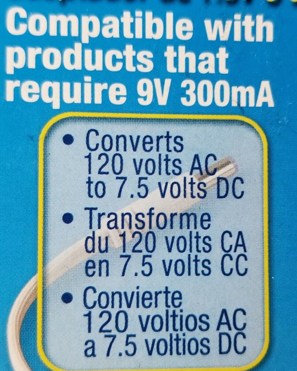 Vtech White AC Adaptor DC 7.5V 3W Converts 120 Volts  Model 80-087700 New - Fresh Stock Dated February 2026