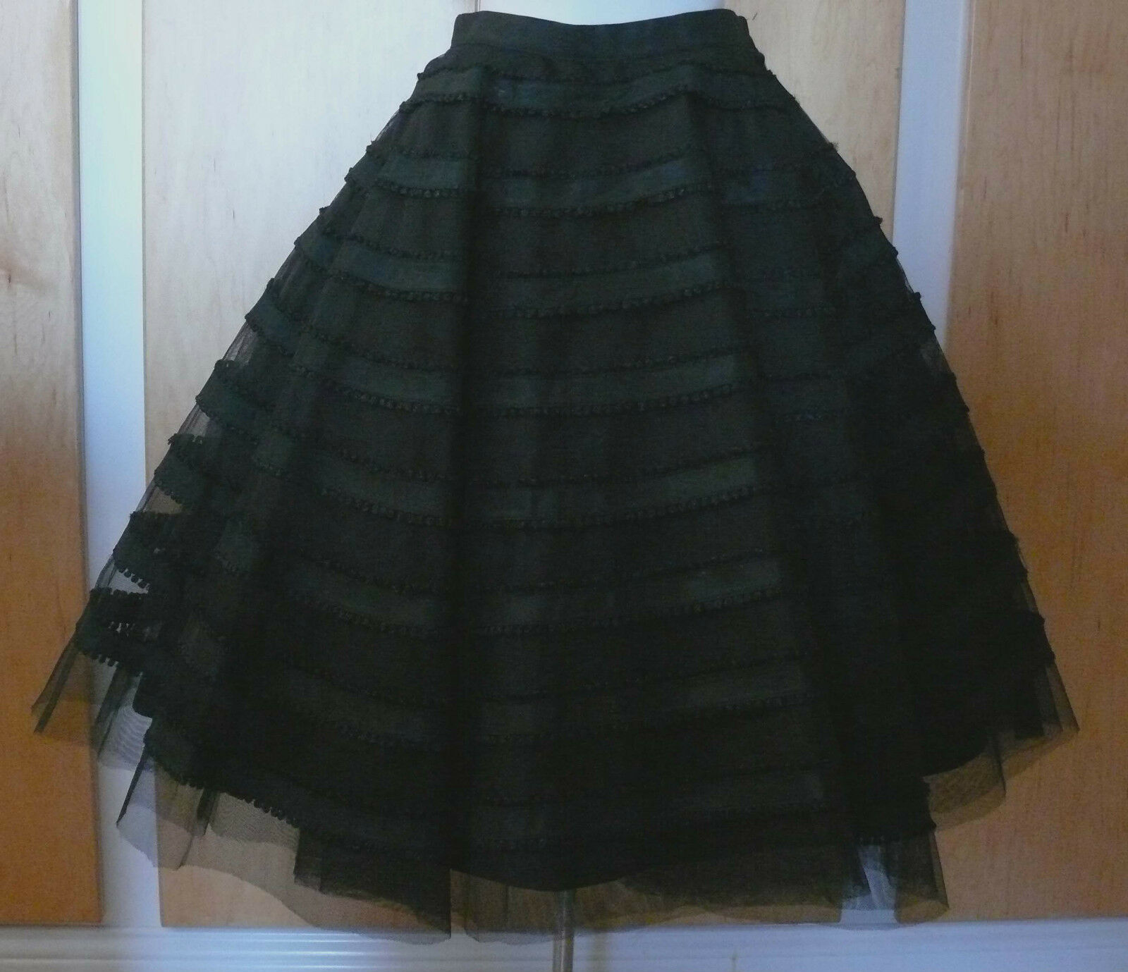 1950`s Black Full Circle  Skirt  Silk Blend Taffeta Tulle  Big Band  Classic - Fresh Stock Dated February 2026