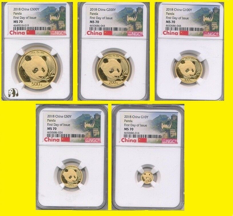 2018 CHINA GOLD PANDA PRESTIGE 6 COIN SET NGC MS 70 FIRST DAY ISSUE coa mint box - Fresh Stock Dated February 2026