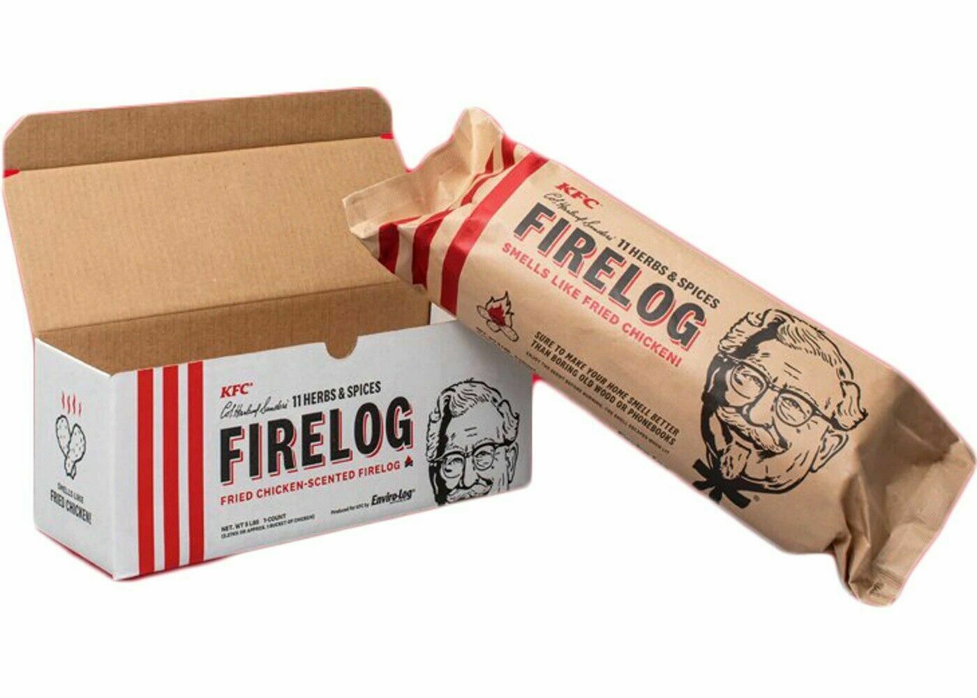 KFC Limited-Edition 11 Herbs & Spices Firelog by Enviro-Log, Brand New!! - Fresh Stock Dated December 2025