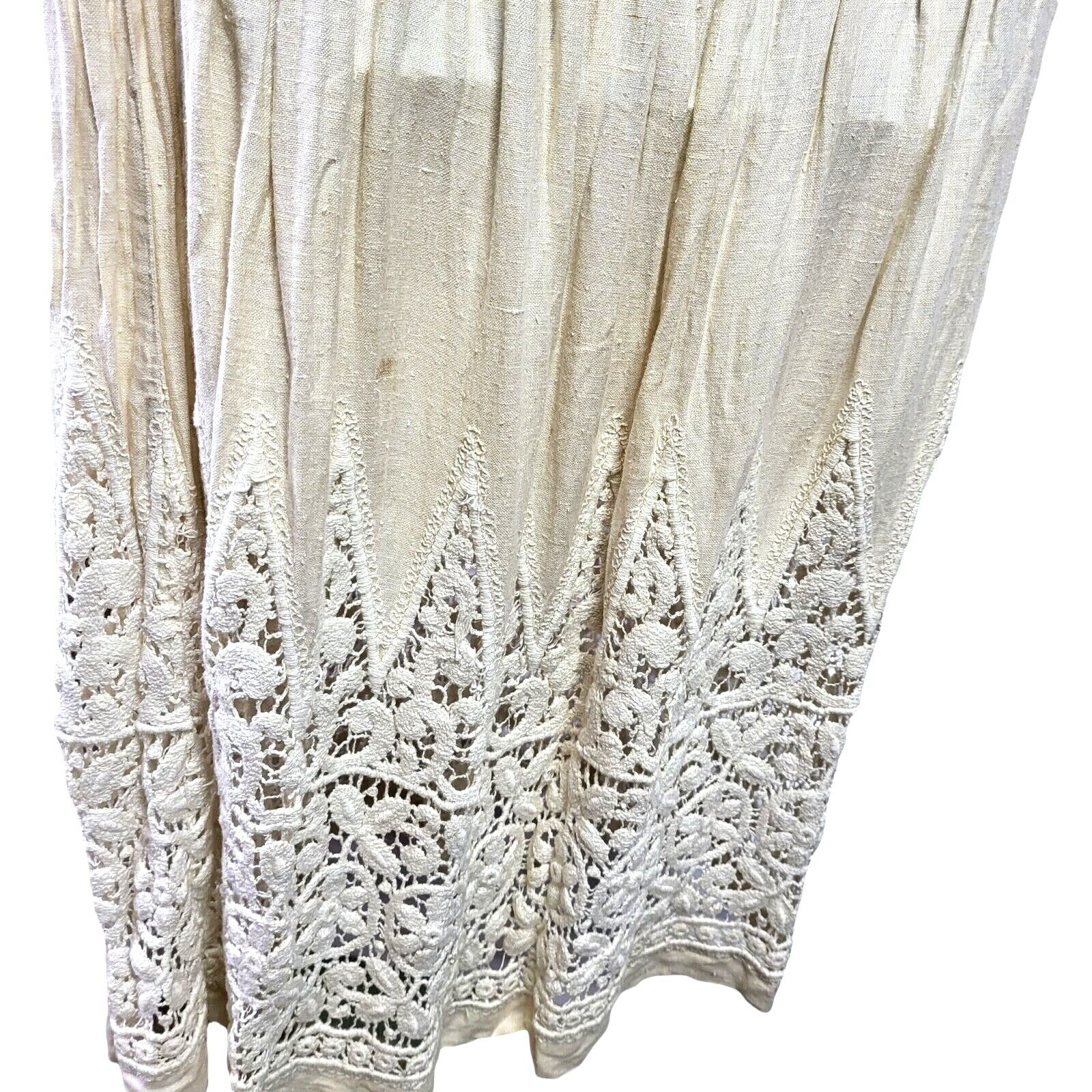 Antique Beige Cotton Victorian Edwardian Skirt Petticoat HANDMADE RARE OOAK 2PC - Fresh Stock Dated March 2026