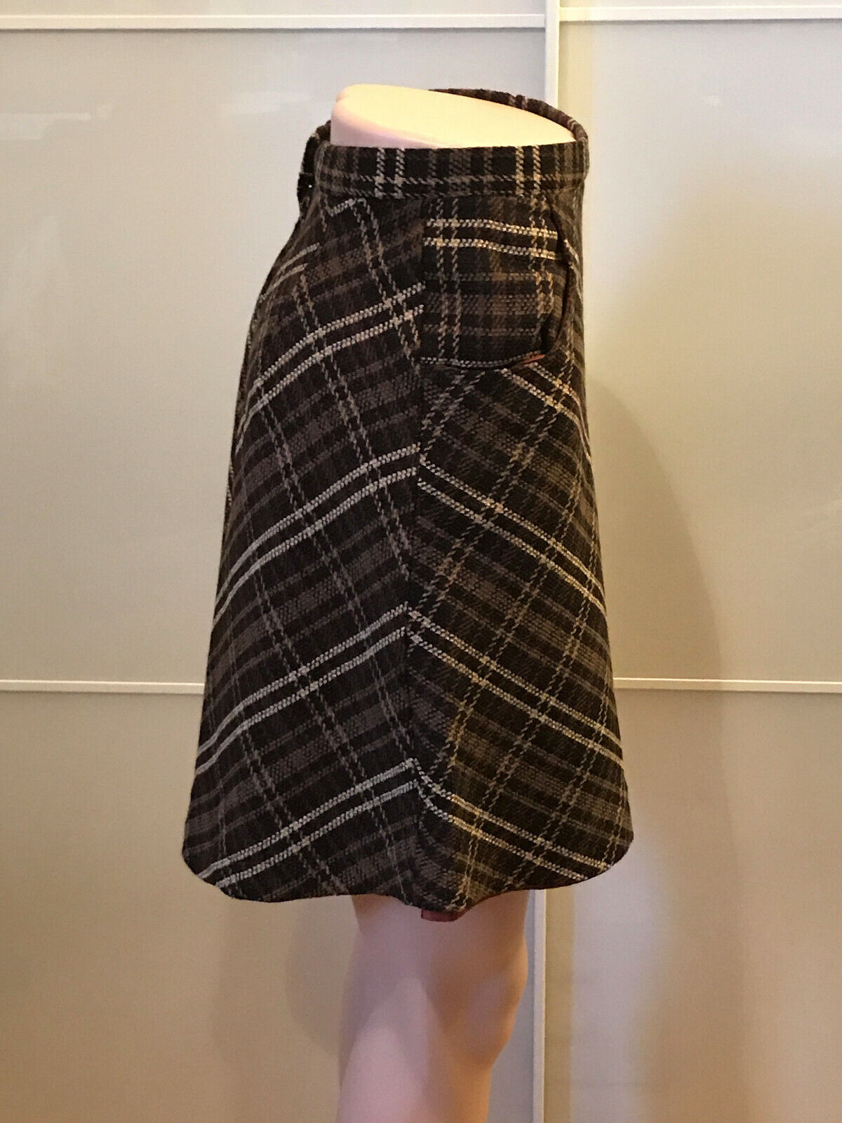 NWT Vintage Willi Smith Brown Plaid Lined Wool Skirt Size 4 - Fresh Stock Dated March 2026