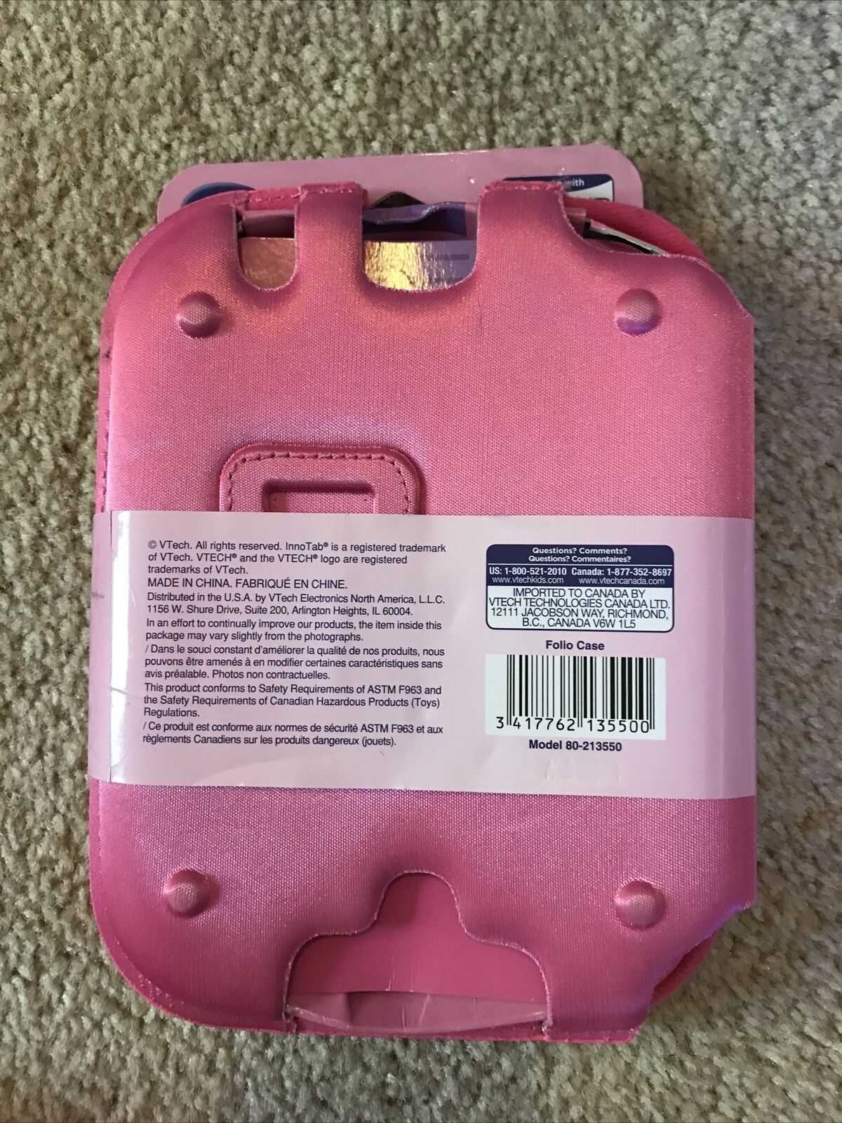 Vtech InnoTAB 3 Folio Case Pink w/ Hearts Model# 80-213550 - Fresh Stock Dated February 2026