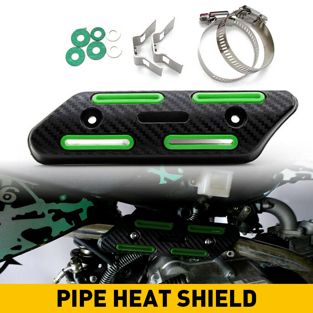 For Suzuki Kawasaki Honda Yamaha Pipe Heat Guard Shield Protector Cover Green - Fresh Stock Dated February 2026