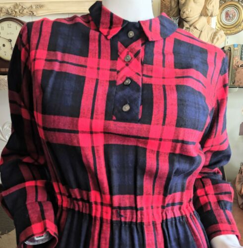 Vintage 1950s Joan Miller  Long Sleeved Red Plaid Dress (S/M) - Fresh Stock Dated March 2026