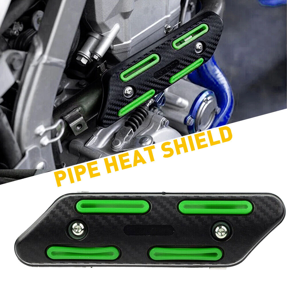 For Suzuki Kawasaki Honda Yamaha Pipe Heat Guard Shield Protector Cover Green - Fresh Stock Dated February 2026