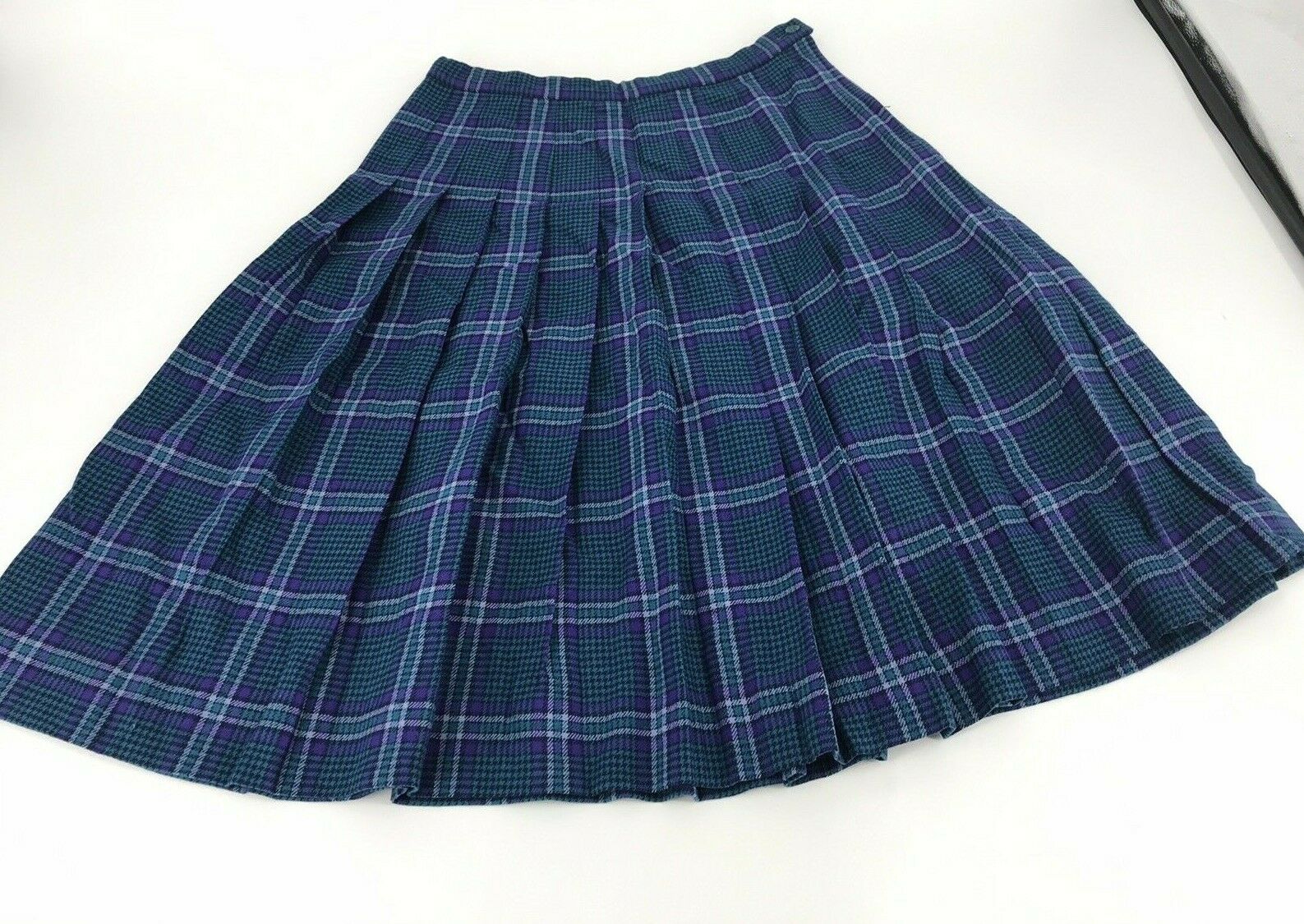 Vintage Pendleton Tartan Plaid Skirt Women Size 10 Purple Green Pleats 30