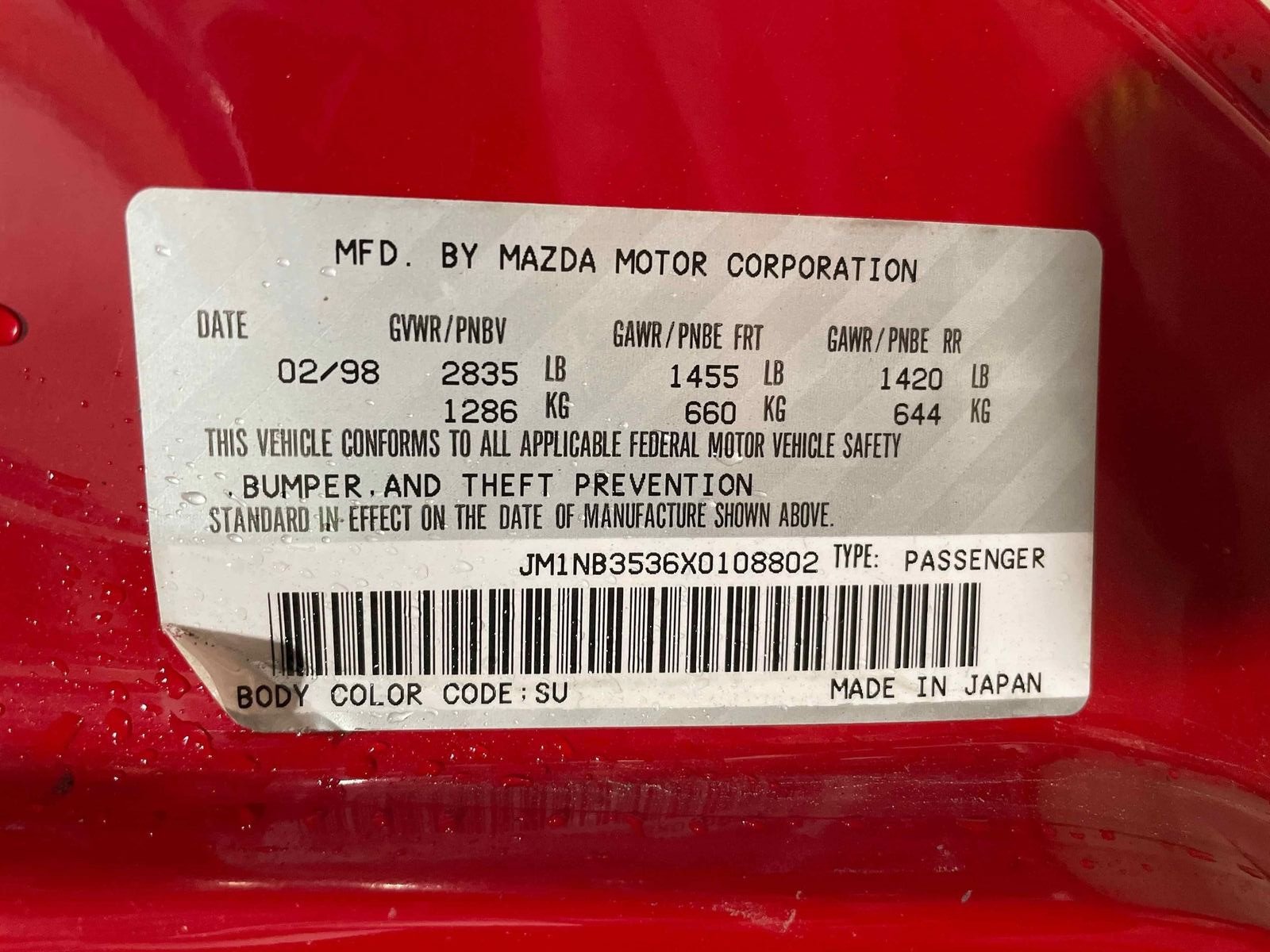 1999 MAZDA MIATA 5-SPEED MANUAL TRANSMISSION ASSEMBLY 99-05 WITH 85K MILES - Fresh Stock Dated February 2026